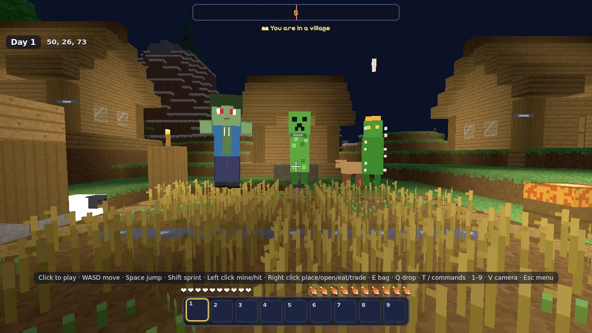 A Ghoul, a Boomer and a Thornling at night in a village
