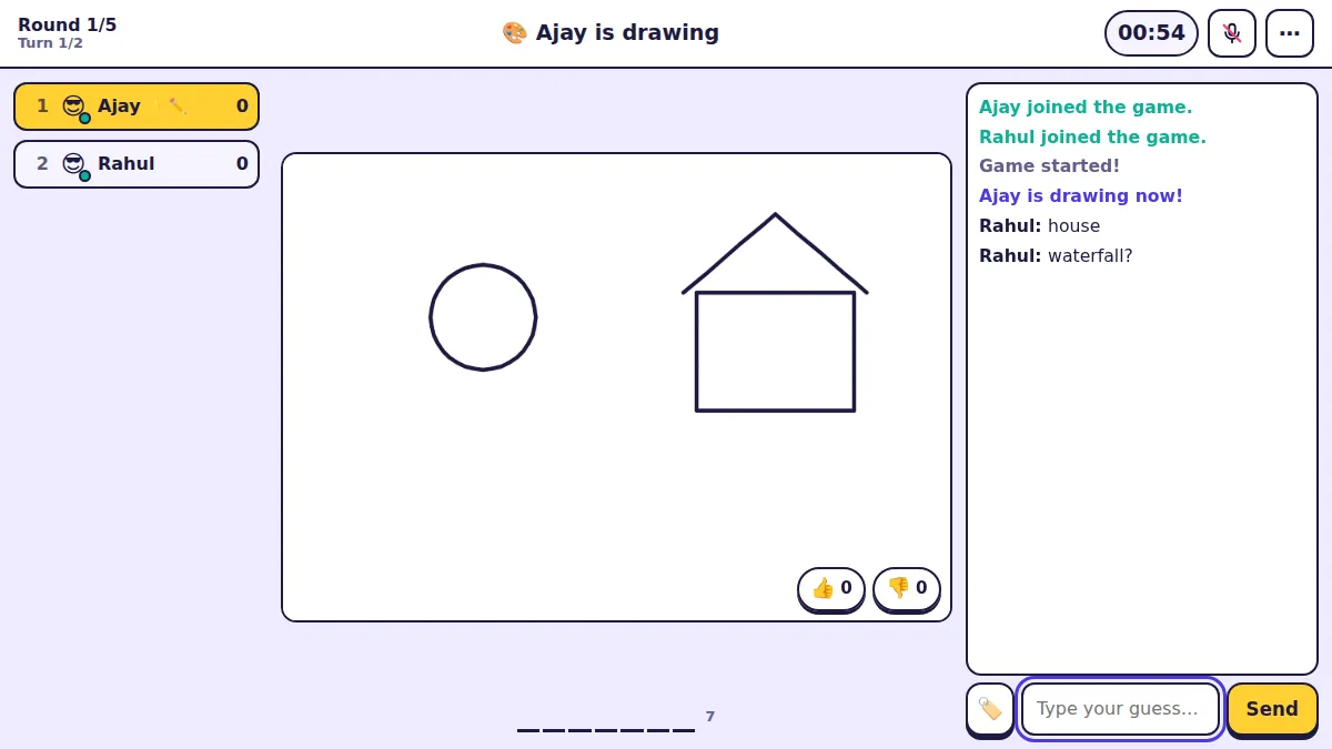 What guessers see while someone draws
